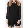 Fashion Style Regular Crew Neck Mini Length Collar Detailed Lined Chiffon Woven Winter Dress