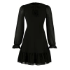 Fashion Style Regular Crew Neck Mini Length Collar Detailed Lined Chiffon Woven Winter Dress