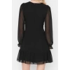Fashion Style Regular Crew Neck Mini Length Collar Detailed Lined Chiffon Woven Winter Dress