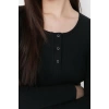 Moda Stil Slim Düğmeli Yaka Mini Boy Çıtçıt Detaylı Vücuda Oturan Fitilli Esnek Örme Kalem Elbise