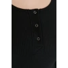 Moda Stil Slim Düğmeli Yaka Mini Boy Çıtçıt Detaylı Vücuda Oturan Fitilli Esnek Örme Kalem Elbise