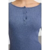 Moda Stil Slim Düğmeli Yaka Mini Boy Çıtçıt Detaylı Vücuda Oturan Fitilli Esnek Örme Kalem Elbise