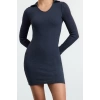 Moda Stil Slim Polo Yaka Mini Boy Vücuda Oturan Fitilli Esnek Örme Elbise