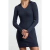 Moda Stil Slim Polo Yaka Mini Boy Vücuda Oturan Fitilli Esnek Örme Elbise