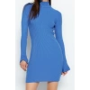 Fashion Style Slim Stand Collar Mini Length Knitwear Basic Dress