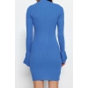 Fashion Style Slim Stand Collar Mini Length Knitwear Basic Dress