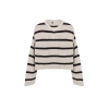 Stil Modern Kadın Crop Düşük Kol Bisiklet Yaka Basic Çizgili Triko Kazak