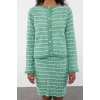 Style Women Modern Normal Waist Tube Leg Knit Detailed Soft Texture Cardigan-Skirt Knitwear Bottom-Top Set