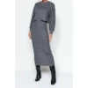 Style Women Modern Fashion Normal Waist Straight Leg Crew Neck Soft Fabric Knitted Top-Bottom Set
