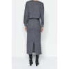 Style Women Modern Fashion Normal Waist Straight Leg Crew Neck Soft Fabric Knitted Top-Bottom Set