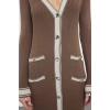 Moda Stil Regular V Yaka Maxi Boy Triko Renk Bloklu Elbise