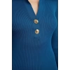 Fashion Style Slim Polo Collar Midi Length Knit Dress