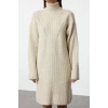 Moda Stil Regular Dik Yaka Mini Boy Triko Yumuşak Dokulu Kazak Elbise