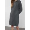 Moda Stil Regular Dik Yaka Mini Boy Triko Fermuarlı Elbise