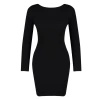Fashion Style Slim Crew Neck Mini Length Knitwear Back Pearl Detail Dress