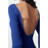 Fashion Style Slim Crew Neck Mini Length Knitwear Back Pearl Detail Dress
