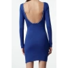 Fashion Style Slim Crew Neck Mini Length Knitwear Back Pearl Detail Dress