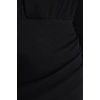 Moda Stil Slim Kayık Yaka Mini Boy Premium Dokulu Krep Drape Detaylı Örme Elbise