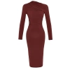 Fashion Style Slim Stand Collar Midi Length Cut Out Detailed Fitted Body-Smoothing Flexible Knitted Dress