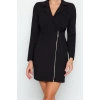 Fashion Style Fitted Jacket Collar Mini Length Zipper Detailed Woven Dress