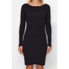 Moda Stil Slim Bisiklet Yaka Mini Boy Fitilli Sırt Detaylı Fitted Vücuda Oturan Esnek Örme Elbise