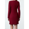 Moda Stil Regular Bisiklet Yaka Mini Boy Düz Düz Kesim Düğme Detaylı Dokuma Elbise