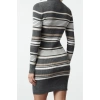Moda Stil Regular Dik Yaka Mini Boy Triko Renk Bloklu Elbise