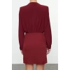Fashion Style Regular Stand Collar Mini Length Plain Padded Woven Dress