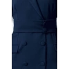 Moda Stil Regular Ceket Yaka Mini Boy Kemerli Dokuma Düğme Detaylı Dokuma Elbise