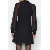 Moda Stil Regular Gömlek Yaka Mini Boy Düz Dokuma Kışlık Elbise