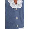 Stil Modern Kadın Regular Reglan Kol V Yaka Crop Dokuma Garni Detaylı Triko Hırka