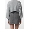 Stil Modern Kadın Crop Düşük Kol V Yaka Süper Basic Fiyonklu Triko Hırka