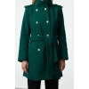 Design Plain Lined Collar Midi Regular Upright Womens Belted Buttoned Soft Textured Cashmere Coat