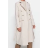 Design Plain Lined Collar Long Fitted Jacket Womens Fitted Belted Gold Buttoned Long Wool Cashmere Coat