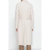 Design Plain Lined Collar Long Fitted Jacket Womens Fitted Belted Gold Buttoned Long Wool Cashmere Coat