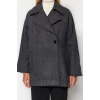 Design Herringbone Lined Collar Midi Loose Jacket Women Oversize Wide Cut Cashmere Coat
