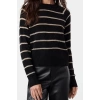 Style Modern Women Regular Raglan Sleeve Crew Neck Glitter Striped Knitwear Sweater