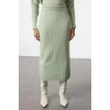 Style Women Modern Fashion Normal Waist Straight Leg V Neck Wool Knitted Sweater Bottom-Top Set
