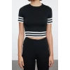 Style Women Modern Fashion Normal Waist Straight Leg Crew Neck Striped Knitwear Top-Bottom Set