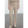 Style Women Modern Fashion Normal Waist Straight Leg Turtleneck Crop Top and Bottom Set