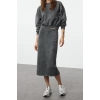 Style Women Modern Normal Waist Pipe Leg Washed Regular Normal Pattern Midi Knitted Bottom-Top Set