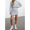 Style Women Modern Fashion Normal Waist Straight Leg Polo Collar Color Block Polo Collar Thick Knitted Top-Bottom Set