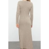Fashion Style Regular V Neck Maxi Length Knitwear Hair Knit Basic Dress