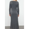 Fashion Style Regular V Neck Maxi Length Knitwear Hair Knit Basic Dress