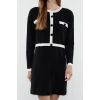 Moda Stil Regular Bisiklet Yaka Mini Boy Triko Renk Bloklu Elbise