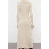 Moda Style Regular Polo Collar Midi Length Knitwear Striped Piping Detail Dress