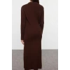 Moda Stil Regular Kruvaze Midi Boy Triko Düz Elbise