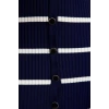 Moda Stil Slim Polo Yaka Midi Boy Triko Renk Bloklu Çizgili Elbise