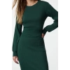 Moda Stil Regular Bisiklet Yaka Midi Boy Triko A-Line Formda Elbise