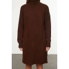 Fashion Style Regular Turtleneck Mini Length Knitwear Basic Dress